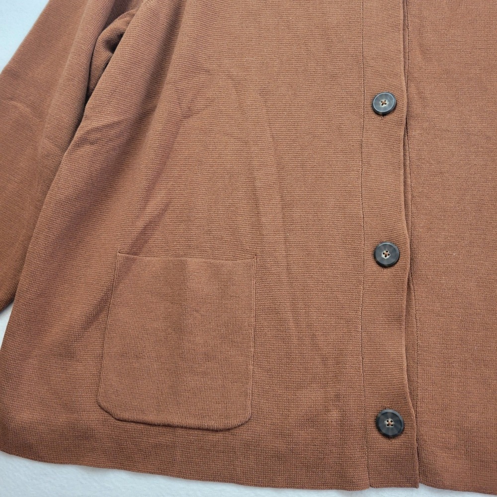 J Jill Cardigan Sweater Size 3X Double-Knit Nutmeg Brown Button Front Academia - Picture 6 of 14